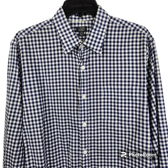 J. Crew Mens 120s 2ply Checkered Print Long Sleeve Button Down Shirt Size 16/35 - Picture 3 of 6